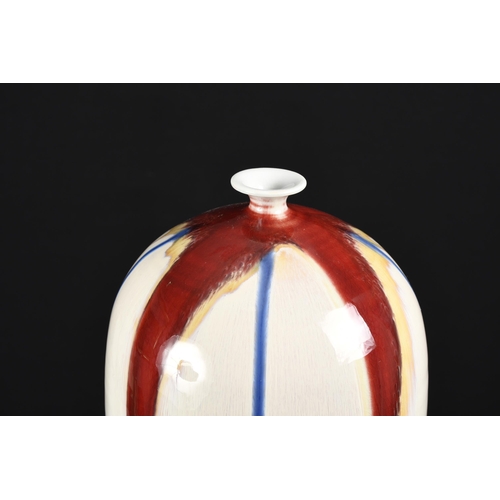 57 - Red, Blue, White Striped Porcelain Art Vase