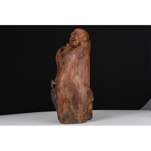 90 - Wooden Hand Carved Buddha