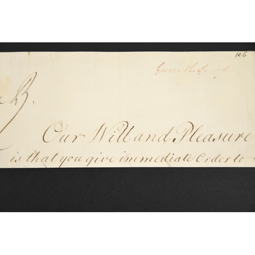 235 - George III (1788 - 1820) Ink signature on part of document