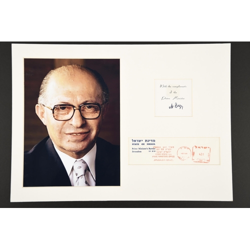 242 - Menachem Begin  (1913 - 1992) Original Signature.