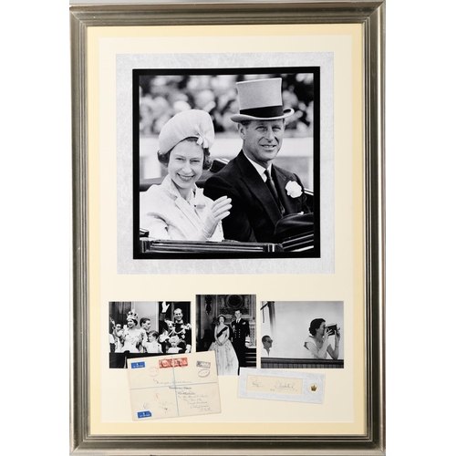 97 - 1956 Queen Elizabeth and Prince Philip Original Signatures in Framed Presentation