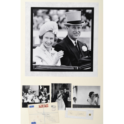 97 - 1956 Queen Elizabeth and Prince Philip Original Signatures in Framed Presentation