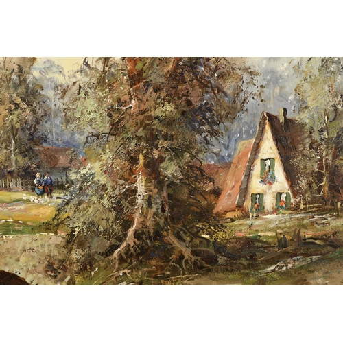 123 - Oil on Canvas Village Scene.