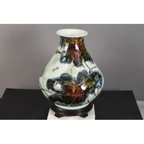 124 - Original Oriental Chinese Porcelain Vase with Floral Design