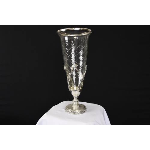 130 - Glass Vase with Chrome  Stand