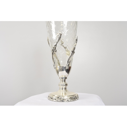 130 - Glass Vase with Chrome  Stand