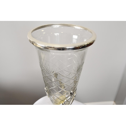 130 - Glass Vase with Chrome  Stand