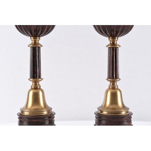 37 - Pair of Brass Mantle Vases