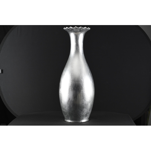 46 - 3ft Porcelain Silver Leaf Vase