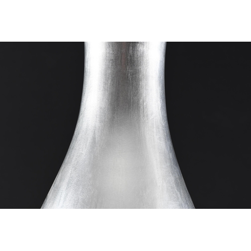 46 - 3ft Porcelain Silver Leaf Vase