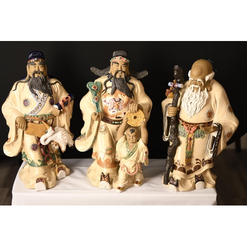 5 - Large Set of 3 Hand Made Porcelain Gods