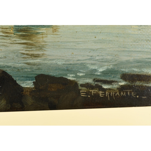 27 - Oil on Canvas by E. Ferrante Harbour Scene