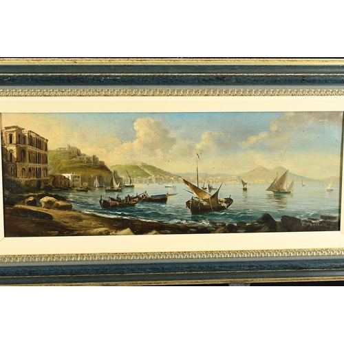 27 - Oil on Canvas by E. Ferrante Harbour Scene