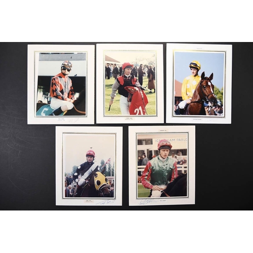 172 - Horse racing photographs, with Paul Eddery etc, original signatures.