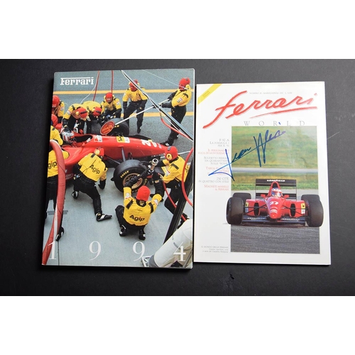 178 - Jean Alesi signed Ferrari World Magazine dated march/April 1992, with a copy of the 1994 Ferrari Yea... 