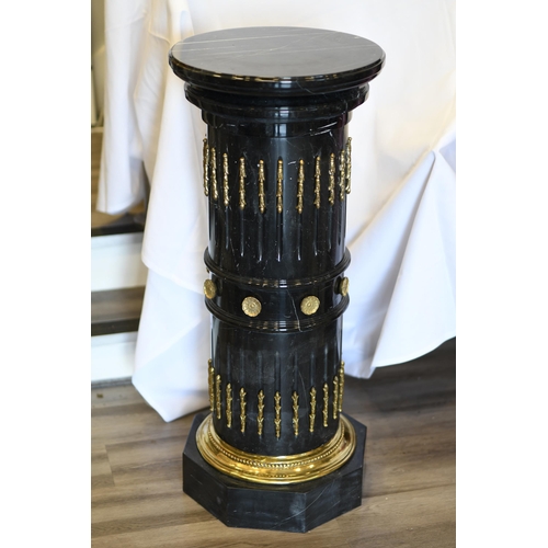 72 - 1m High Solid Black Marble Column