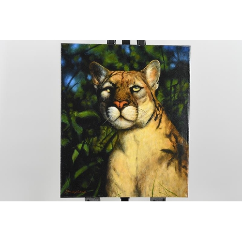 113 - Mountain Lion Painting by English Artist Terence Vickress