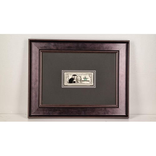 17 - Banksy Framed Stencilled Dollar Bill (Double sided)