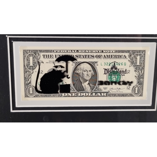 17 - Banksy Framed Stencilled Dollar Bill (Double sided)