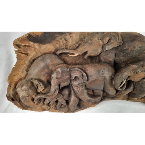 2 - Fabulous Elephant Family Wood Carving Art