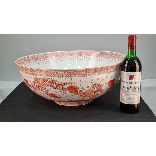 11 - Incredibly Fine Large Porcelain Dragon Bowl