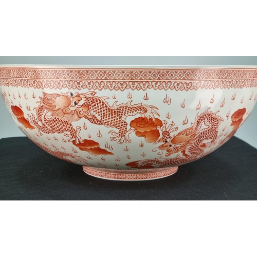 11 - Incredibly Fine Large Porcelain Dragon Bowl