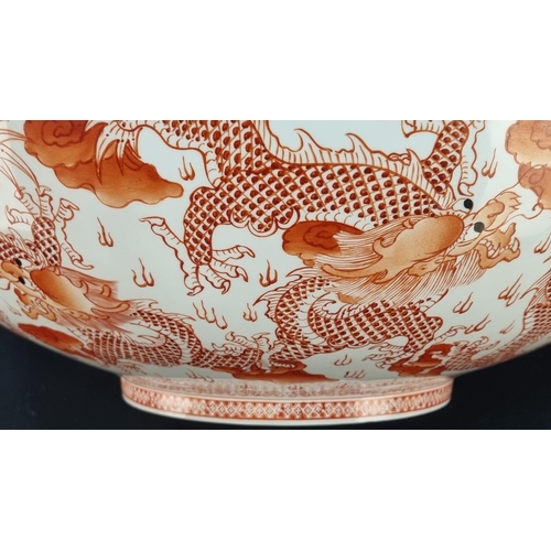 11 - Incredibly Fine Large Porcelain Dragon Bowl