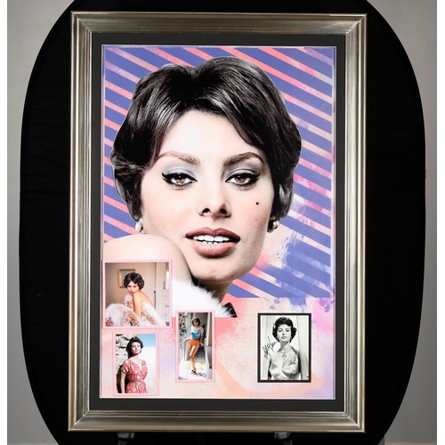 14 - Framed Art Memorabilia Presentation with Original Sofia Loren Signed Photograph