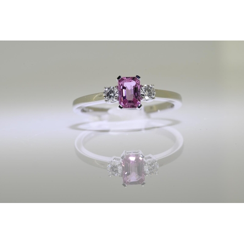 142 - Pink Sapphire & diamond ring