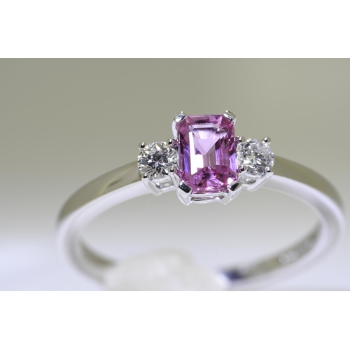 142 - Pink Sapphire & diamond ring