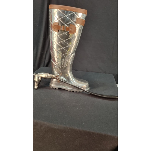 143 - Metal Boot with Horse head Shoe Horn