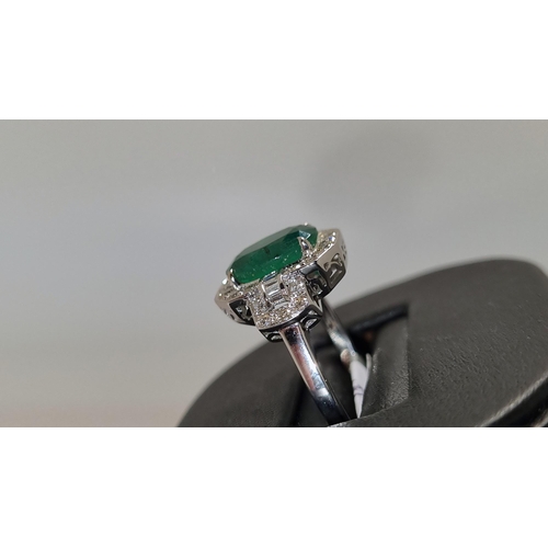 164 - 3.02 carat Emerald & Diamond Ring. Certified.