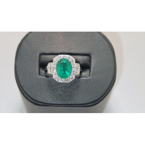 164 - 3.02 carat Emerald & Diamond Ring. Certified.