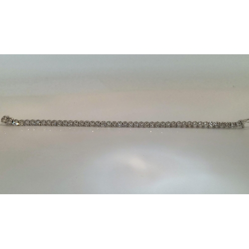 3 - 10.77 carat Platinum Diamond Tennis Bracelet. Certified.