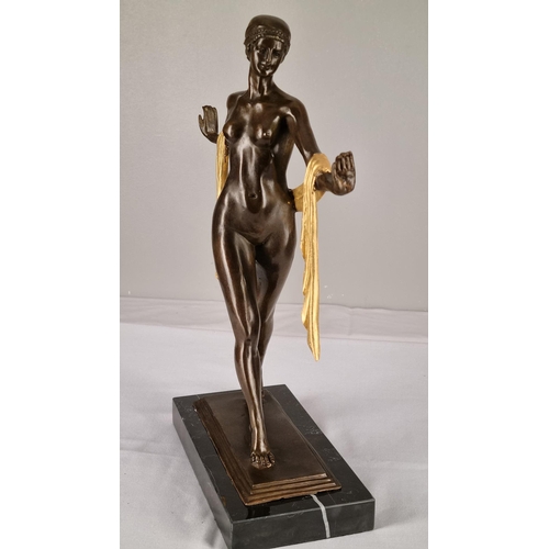 33 - Solid Bronze Art Deco Style Lady Sculpture