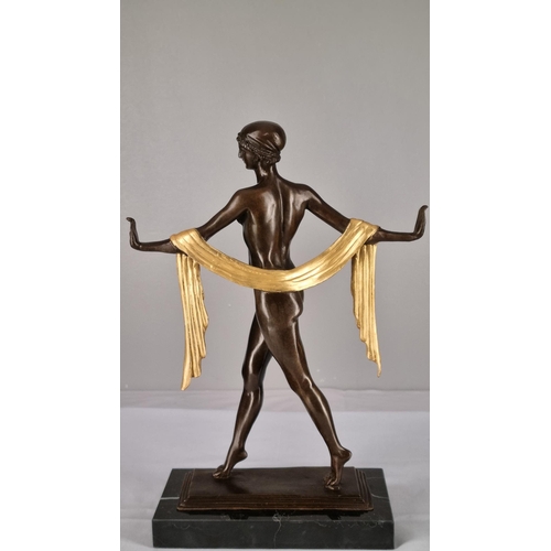 33 - Solid Bronze Art Deco Style Lady Sculpture