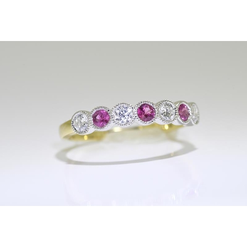 58 - Ruby & Diamond Ring set in 18 carat yellow gold.