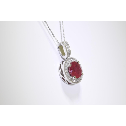 62 - Ruby & Diamond Pendant set in 18 carat white gold