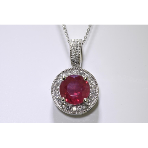 62 - Ruby & Diamond Pendant set in 18 carat white gold