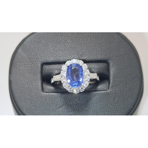 65 - 3.23 carat Sapphire and Diamond Ring set in 18ct Gold. Certified.