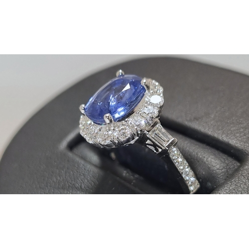 65 - 3.23 carat Sapphire and Diamond Ring set in 18ct Gold. Certified.