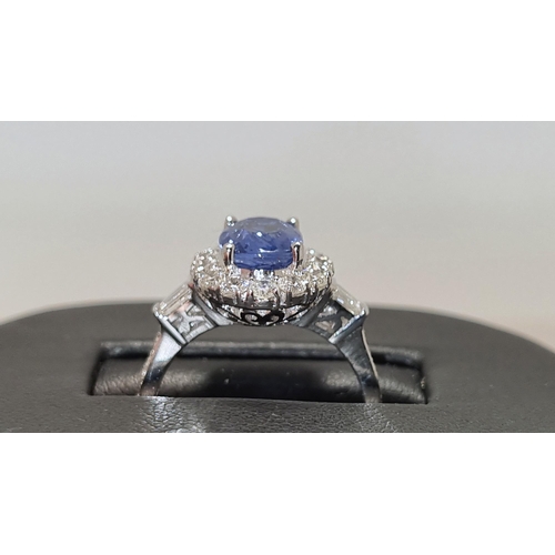 65 - 3.23 carat Sapphire and Diamond Ring set in 18ct Gold. Certified.