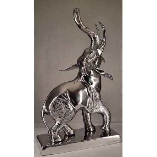 67 - Large Hand Cast Metal Elephant