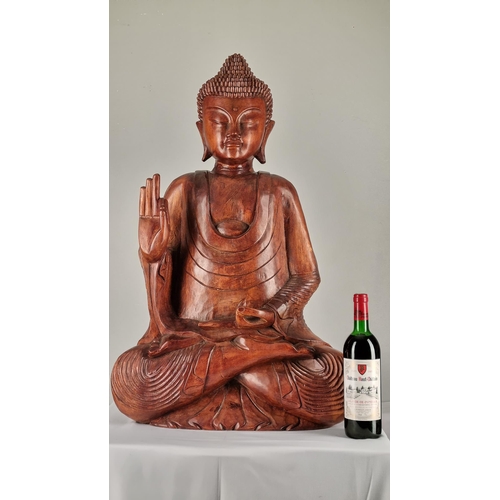 7 - Large 33inch Solid Wooden Hand Carved Buddha