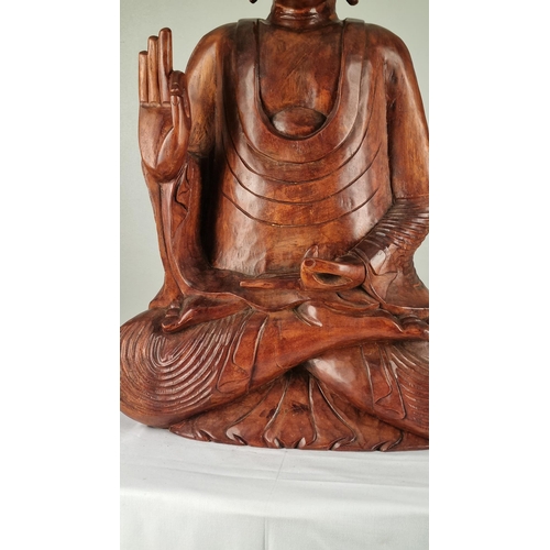 7 - Large 33inch Solid Wooden Hand Carved Buddha