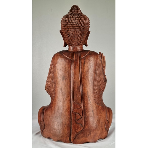 7 - Large 33inch Solid Wooden Hand Carved Buddha