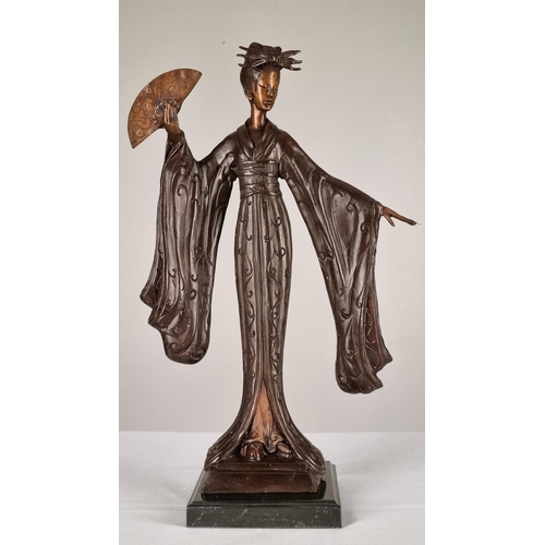 70 - Hand Crafted Bronze Sculpture of Geisha Lady