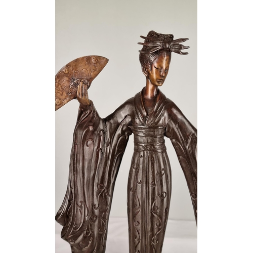 70 - Hand Crafted Bronze Sculpture of Geisha Lady