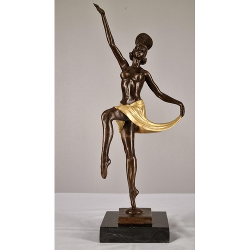 76 - Solid Bronze Art Sculpture of a Dancing Art Deco Lady