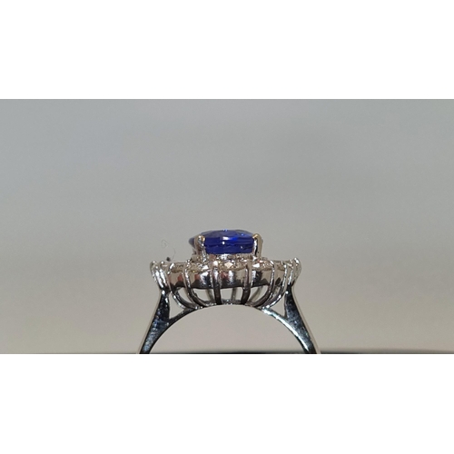 9 - 4.14 carat Sapphire and Diamond Ring set in 18ct Gold. Certified.